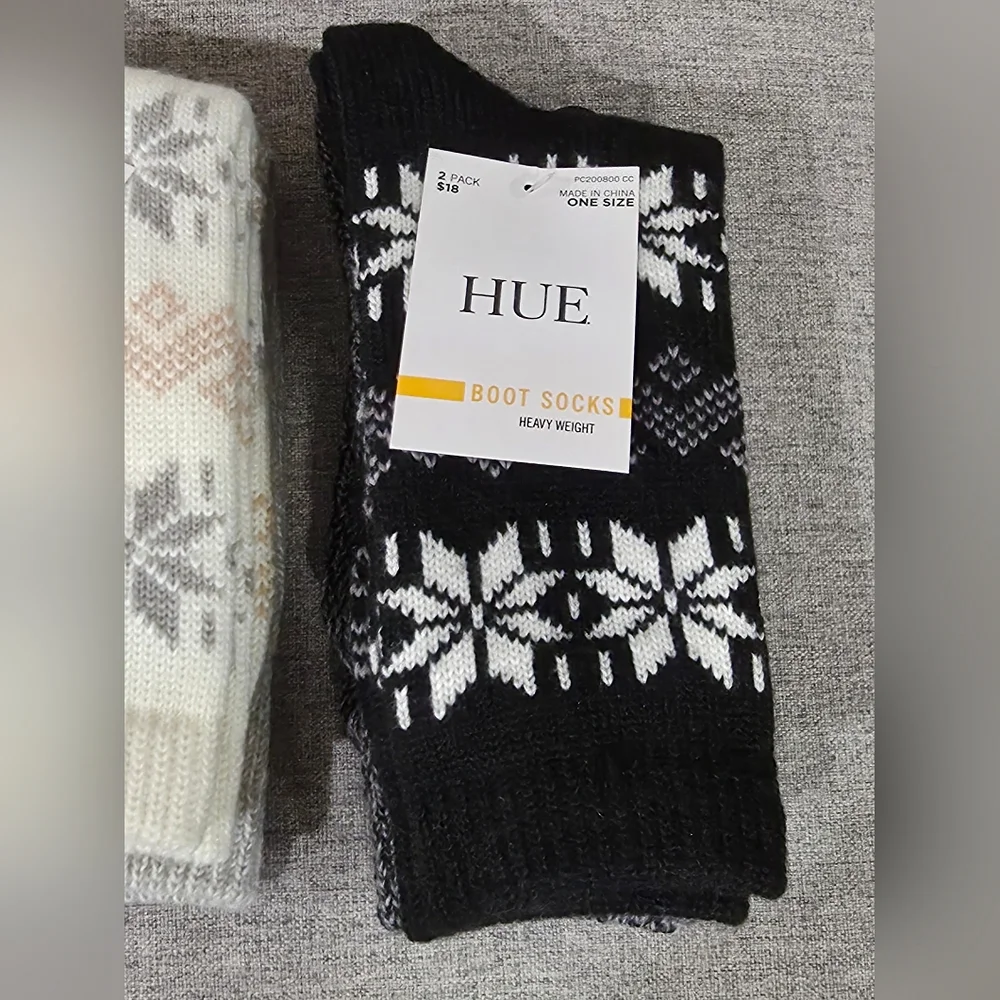 6 HUE New Boot Socks Heavy Weight‎ Nordic Snowflake
